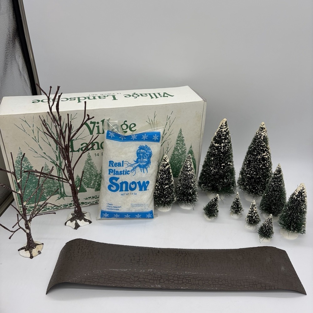 Dept 56 Village Landscape 14-Piece Set Trees Snow Road Christmas Accessory 52590